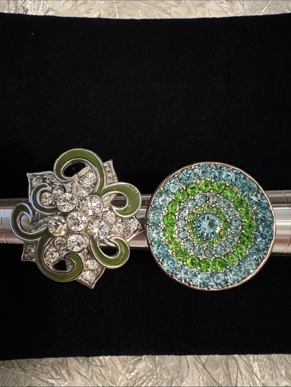 3/$15 Jewelry Green and Light Blue Crystal Stretchy Rings- Women